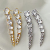Long zircon clear earrings