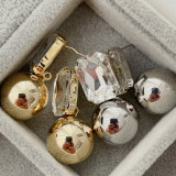 Big ball square earrings