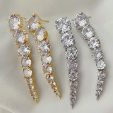 Long zircon clear earrings