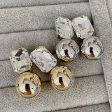 Big ball square earrings