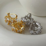 Pave zircon flower hoops