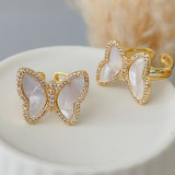 Pave shell butterfly ring