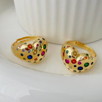 Pave colorful heart ring