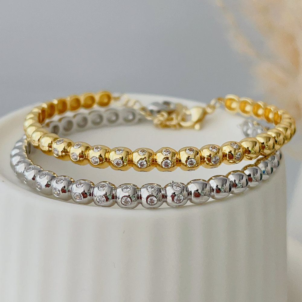 Pave ball bracelet
