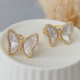 Pave shell butterfly ring