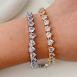 Pave zircon heart bracelet
