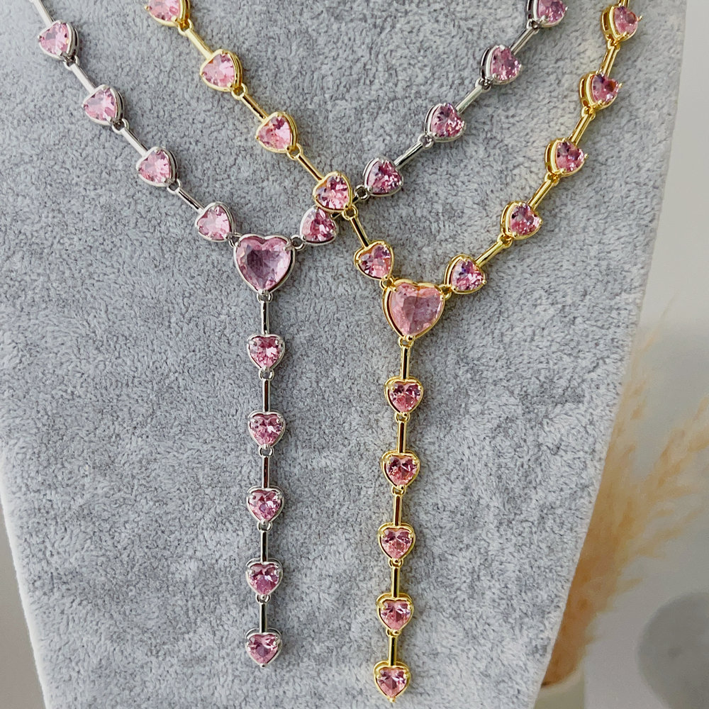 Pave heart necklace