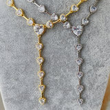 Pave pink heart necklace