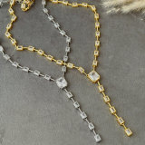 Pave square necklace