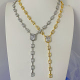 Pave square necklace