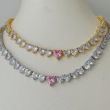 Pave zircon heart necklace