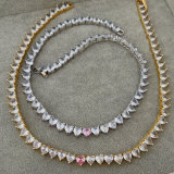 Pave zircon heart necklace