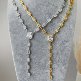 Pave square necklace