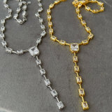 Pave square necklace