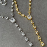 Pave square necklace