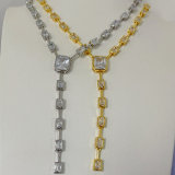 Pave square necklace