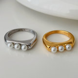 Stainless steel pearl ring