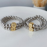 Silver gold ball 8mm with square heart eye charm