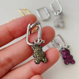 Pave teddy bear AB earrings