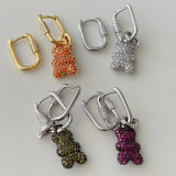 Pave teddy bear AB earrings