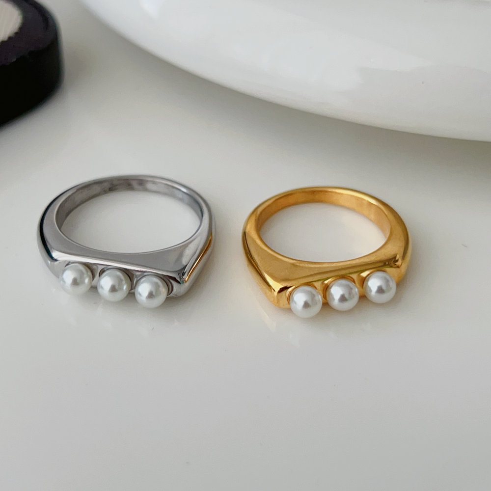 Stainless steel pearl ring