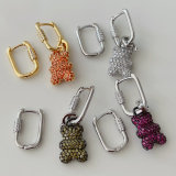 Pave teddy bear AB earrings