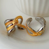 Silver and gold mix cross ring