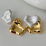 Silver and gold mix heart earrings