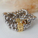 Silver gold ball 8mm with square heart eye charm