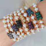 Elastic Freshwater Pearl Bear Bracelet