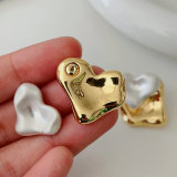Silver and gold mix heart earrings
