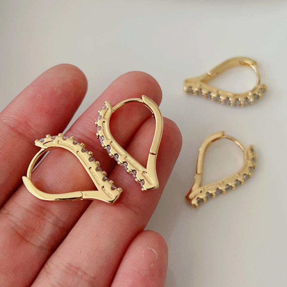 Pave triangle earrings