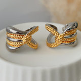 Silver and gold mix cross ring