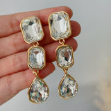 Clear crystal long earrings