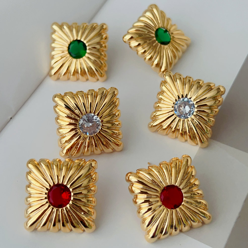 Square metal earrings