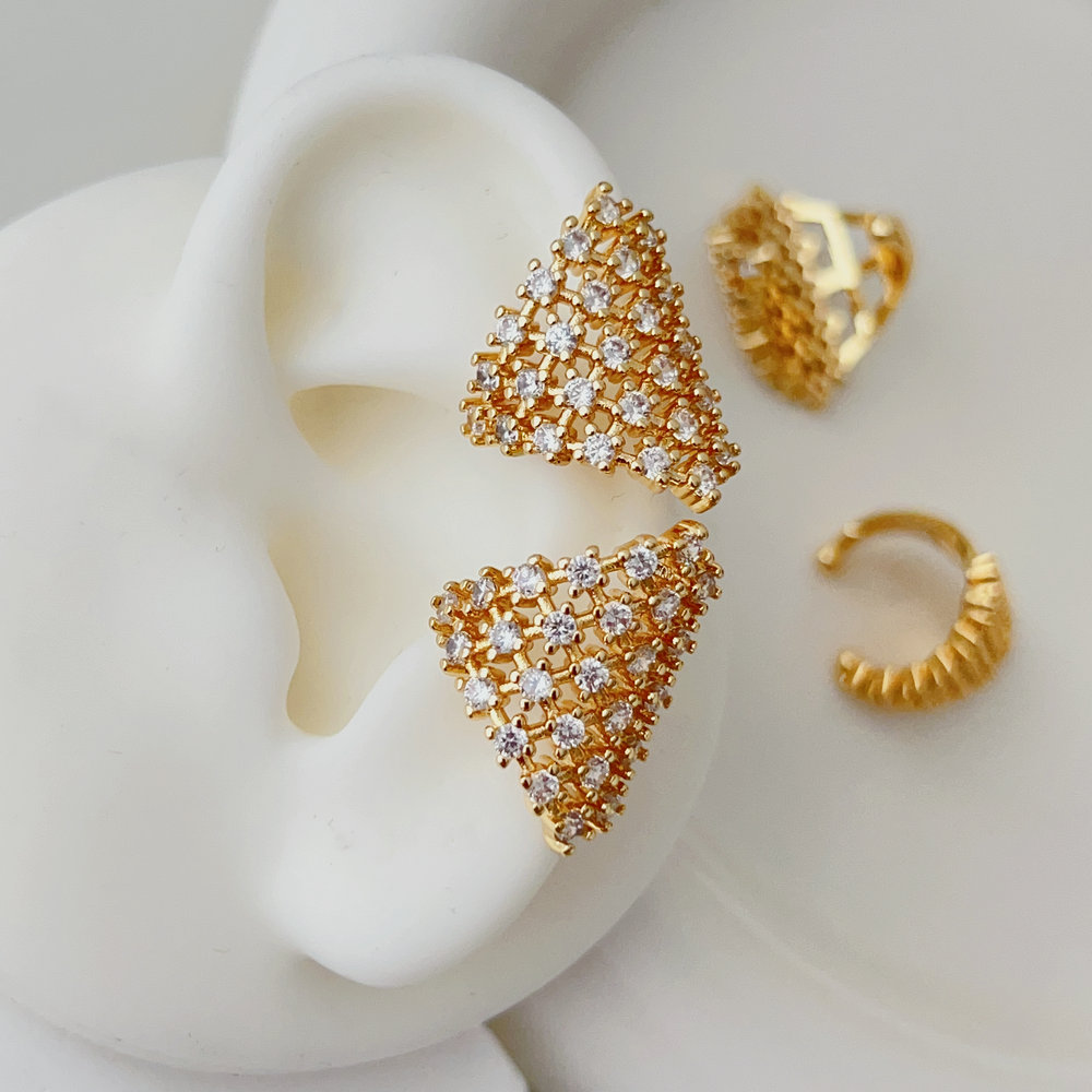 Pave zircon fan ear cuff ( pair )