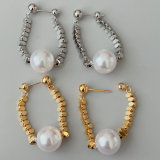 Beaded chain tassel earrings