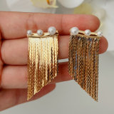 Chain tassel pearl earrings