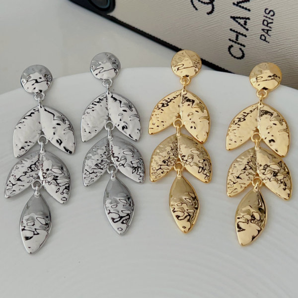 Metal leaf earrings