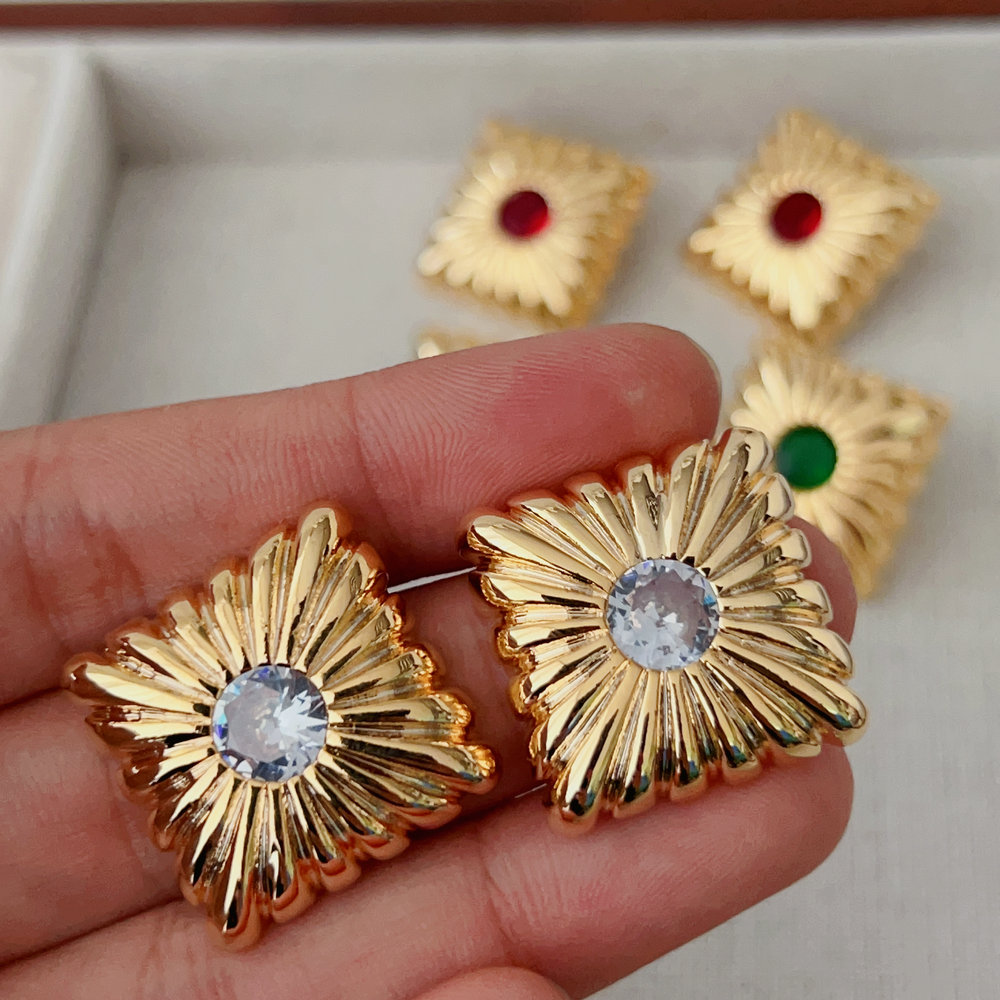Square metal earrings
