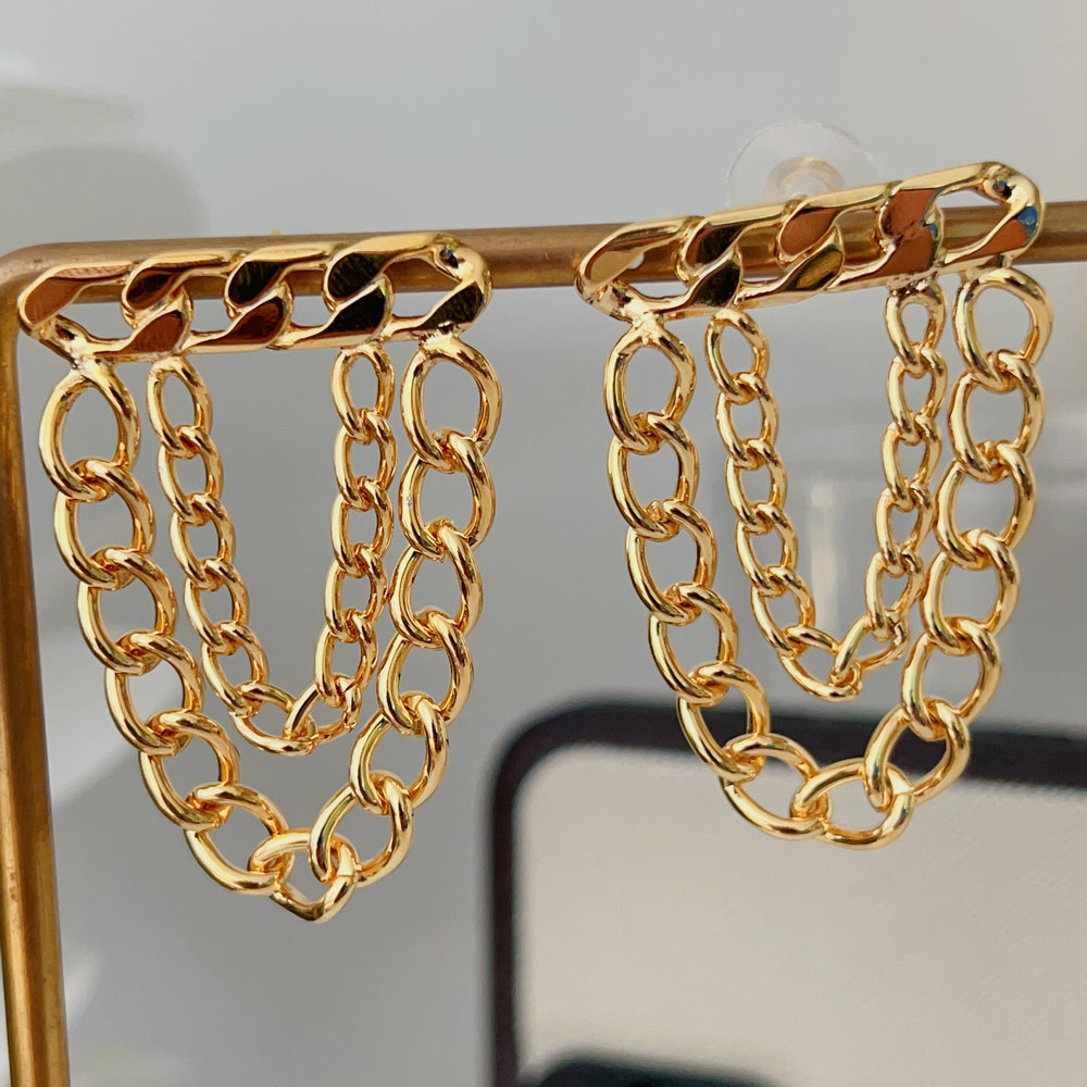 Chunky chain tassel earrings