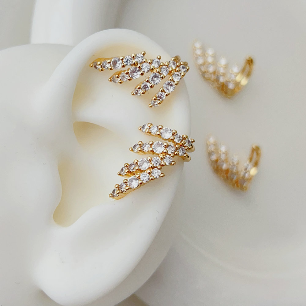 Pave leaf ear cuff ( pair )