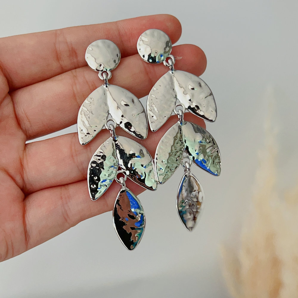 Metal leaf earrings