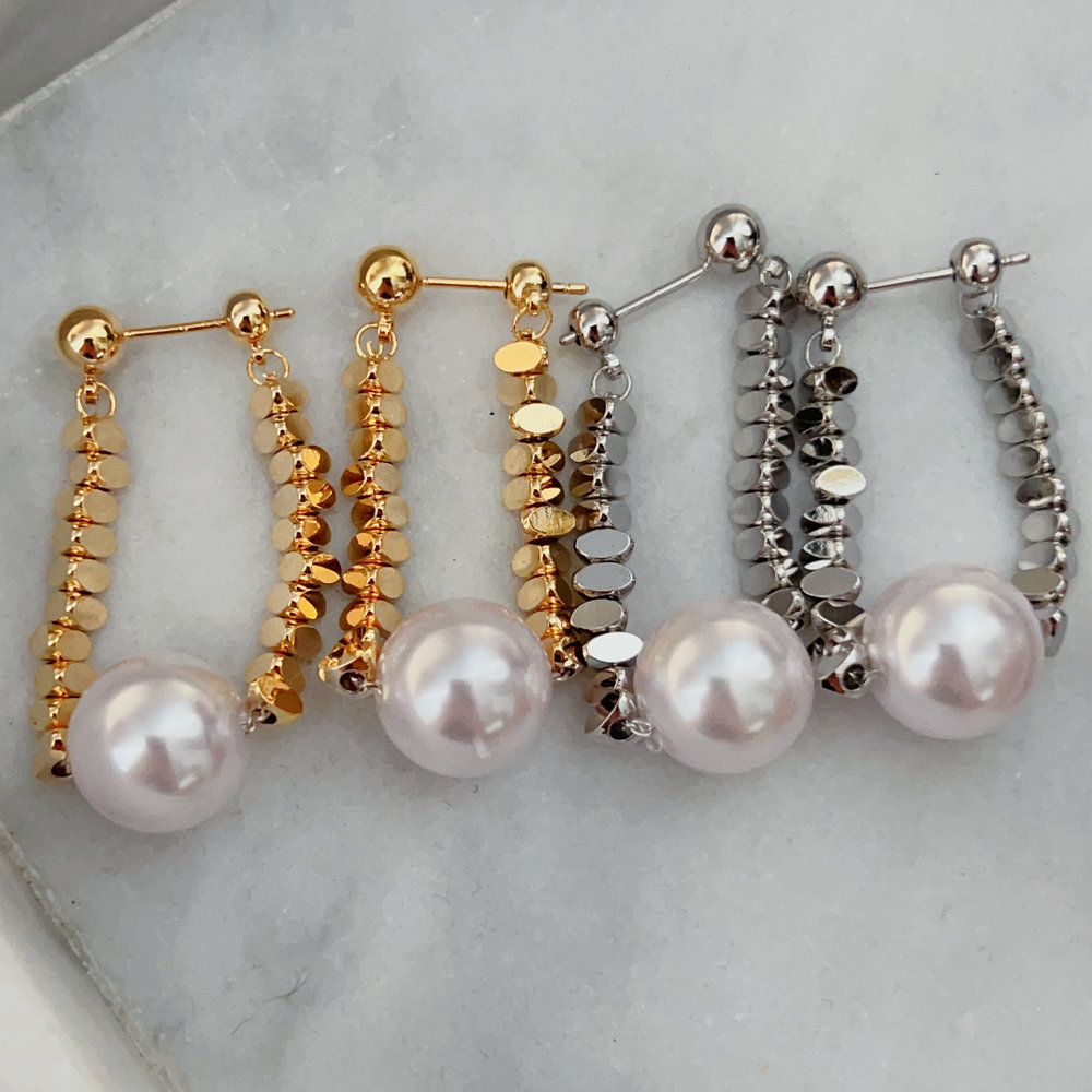 Beaded chain tassel earrings