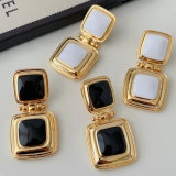 Enamel square earrings