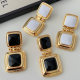 Enamel square earrings