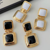 Enamel square earrings