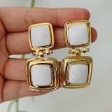 Enamel square earrings