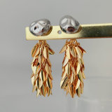 Gold leaf tassel earrings