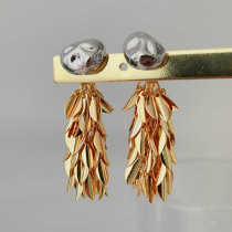Gold leaf tassel earrings